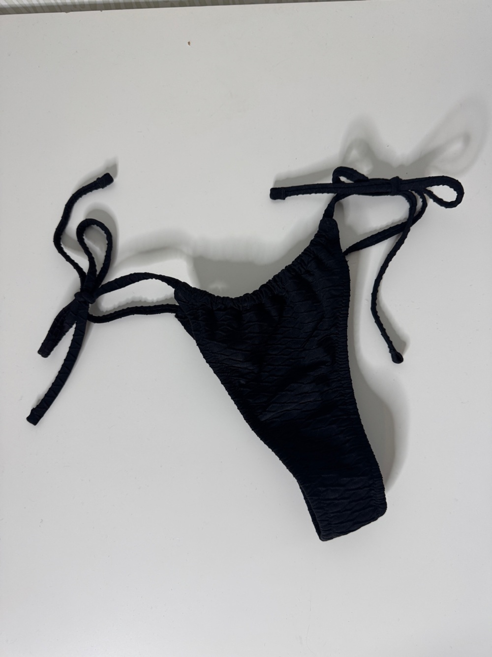 Victoria's Secret Black Textured Tie-Side Bikini Bottom